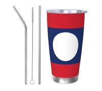 WXZYFP Tasse de voiture (bord argenté), peut utiliser une paille ou boire directement, facile à utiliser. Drapeau du Laos