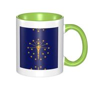 WXZYFP Tasse en céramique bicolore avec drapeau de l'État de l'Indiana (double face), peut être utilisée pour l'eau potable ou comme artisanat