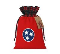 WXZYFP Tennessee State Flag Colorblock Sac cadeau en lin avec cordon de serrage, 100 % polyester, convient pour l'emballage cadeau de Noël