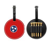 WXZYFP Tennessee State Flag Sac de rangement en cuir synthétique noir imprimé sur un seul côté pour tee de golf, design à 5 points avec clip ceinture de 20 cm.