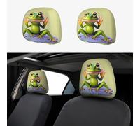 WXZYFP The Funny Frog Doing Yoga Lot de 2 housses pour appuie-tête de voiture, adaptées à la plupart des voitures, fermeture par bande élastique, installation directe, facile à démonter