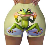 WXZYFP The Funny Frog Doing Yoga Stretch and Comfortable Women Sports Stretch Stretch Short Stretch Fit for Daily Leisure Sports., Noir/blanc, XXL