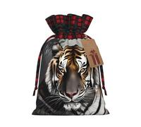 WXZYFP Tiger at Rest Sac cadeau en lin coloré avec cordon de serrage, 100 % polyester, convient pour l'emballage cadeau de Noël