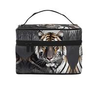 WXZYFP Tiger at rest Trousse de maquillage de voyage, indispensable pour les amateurs de voyage en plein air, a une structure interne simple, noire, taille unique