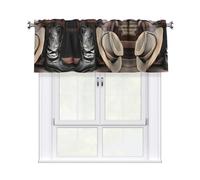 WXZYFP Tringle à rideau court de 137,2 x 45,7 cm avec chapeau de cowboy et bottes occidentales, convient pour la cuisine, la salle de bain, la chambre à coucher, facile à installer.