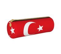 WXZYFP Trousse à crayons en cuir croisé avec drapeau de la Turquie respectueuse de l'environnement, légère et portable, adaptée pour un usage quotidien.