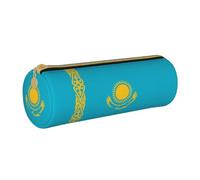 WXZYFP Trousse à crayons en cuir croisé avec drapeau du Kazakhstan respectueuse de l'environnement, légère et portable, adaptée pour un usage quotidien.
