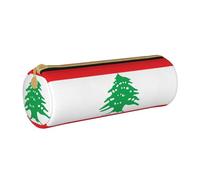 WXZYFP Trousse à crayons en cuir croisé avec drapeau du Liban respectueuse de l'environnement, légère et portable, adaptée pour un usage quotidien.