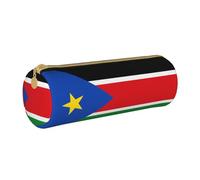 WXZYFP Trousse à crayons en cuir croisé avec drapeau du Soudan du Sud, respectueuse de l'environnement, légère et portable, adaptée pour un usage quotidien.