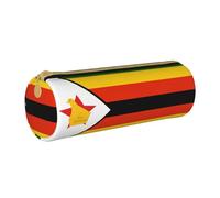 WXZYFP Trousse à crayons en cuir croisé avec drapeau du Zimbabwe respectueux de l'environnement, légère et portable, adaptée pour un usage quotidien.