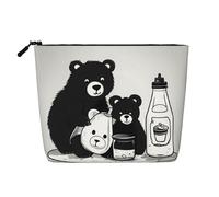 WXZYFP Trousse à maquillage 100 % polyester monocouche imitation lin, adaptée pour les voyages quotidiens. Ours mignon en forme de bouteille de lait