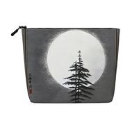 WXZYFP Trousse à maquillage 100 % polyester monocouche imitation lin, adaptée pour les voyages quotidiensMoon Pine Tree