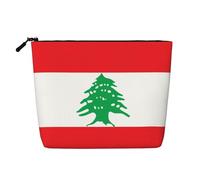 WXZYFP Trousse à maquillage 100 % polyester monocouche imitation lin, adaptée pour les voyages quotidiens. Drapeau du Liban
