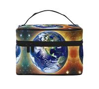 WXZYFP Trousse cosmétique de voyage Cosmic Earth, indispensable pour les amateurs de voyage en plein air, a une structure interne simple.