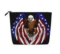 WXZYFP Trousse de maquillage 100 % polyester monocouche imitation lin, adaptée pour les voyages quotidiens, drapeau des États-Unis aigle patriotique