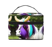 WXZYFP Trousse de maquillage colorée en forme de tête de vache, essentielle pour les amateurs de voyage en plein air, a une structure interne simple.