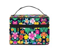 WXZYFP Trousse de maquillage de voyage à fleurs colorées, essentielle pour les amateurs de voyage en plein air, a une structure interne simple.