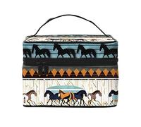 WXZYFP Trousse de maquillage de voyage à motif de cheval, essentielle pour les amateurs de voyage en plein air, a une structure interne simple, noir, taille unique