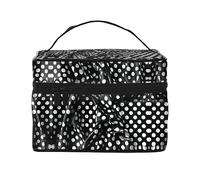 WXZYFP Trousse de maquillage de voyage à pois ondulés noirs et blancs, indispensable pour les amateurs de voyage en plein air, a une structure interne simple. Noir, taille unique