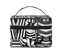 WXZYFP Trousse de maquillage de voyage à rayures noires et blanches, indispensable pour les amateurs de voyage en plein air, a une structure interne simple.