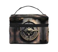 WXZYFP Trousse de maquillage de voyage avec boussole de runes nordiques au design magique, indispensable pour les amateurs de voyage en plein air, a une structure interne simple.