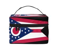 WXZYFP Trousse de maquillage de voyage avec drapeau de l'État de l'Ohio, indispensable pour les amateurs de voyage en plein air, a une structure interne simple, noir, taille unique
