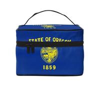 WXZYFP Trousse de maquillage de voyage avec drapeau de l'État de l'Oregon, indispensable pour les amateurs de voyage en plein air, a une structure interne simple, noir, taille unique