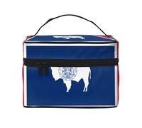 WXZYFP Trousse de maquillage de voyage avec drapeau de l'État du Wyoming, indispensable pour les amateurs de voyage en plein air, a une structure interne simple, noir, taille unique