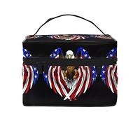 WXZYFP Trousse de maquillage de voyage avec drapeau des États-Unis, indispensable pour les amateurs de voyage en plein air, a une structure interne simple.