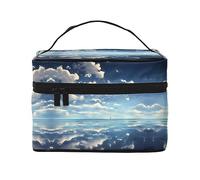 WXZYFP Trousse de maquillage de voyage avec nuages blancs sur la mer, indispensable pour les amateurs de voyage en plein air, a une structure interne simple. Noir, taille unique