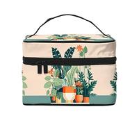 WXZYFP Trousse de maquillage de voyage avec petite plante verte, essentielle pour les amateurs de voyage en plein air, a une structure interne simple.