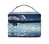 WXZYFP Trousse de maquillage de voyage ciel bleu et nuages blancs, indispensable pour les amateurs de voyage en plein air, a une structure interne simple. Noir, taille unique