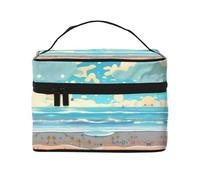 WXZYFP Trousse de maquillage de voyage de dessin animé de plage, essentielle pour les amateurs de voyage en plein air, a une structure interne simple.