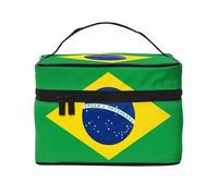 WXZYFP Trousse de maquillage de voyage drapeau brésilien, indispensable pour les amateurs de voyage en plein air, a une structure interne simple.