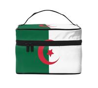 WXZYFP Trousse de maquillage de voyage Drapeau d'Algérie, indispensable pour les amateurs de voyage en plein air, a une structure interne simple.