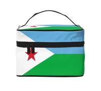 WXZYFP Trousse de maquillage de voyage Drapeau de Djibouti, indispensable pour les amateurs de voyage en plein air, a une structure interne simple.