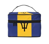 WXZYFP Trousse de maquillage de voyage drapeau de la Barbade, indispensable pour les amateurs de voyage en plein air, a une structure interne simple.
