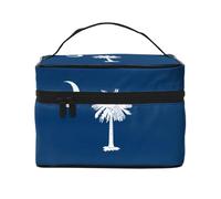 WXZYFP Trousse de maquillage de voyage drapeau de la Caroline du Sud, indispensable pour les amateurs de voyage en plein air, a une structure interne simple.