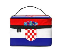 WXZYFP Trousse de maquillage de voyage drapeau de la République de Croatie, indispensable pour les amateurs de voyage en plein air, a une structure interne simple.