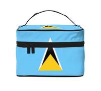WXZYFP Trousse de maquillage de voyage Drapeau de Sainte-Lucie indispensable pour les amateurs de voyage en plein air, a une structure interne simple.