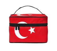 WXZYFP Trousse de maquillage de voyage Drapeau de Turquie, indispensable pour les amateurs de voyage en plein air, a une structure interne simple.