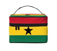 WXZYFP Trousse de maquillage de voyage Drapeau du Ghana, indispensable pour les amateurs de voyage en plein air, a une structure interne simple.