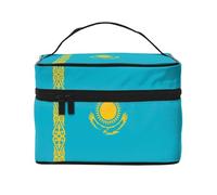 WXZYFP Trousse de maquillage de voyage drapeau du Kazakhstan, indispensable pour les amateurs de voyage en plein air, a une structure interne simple.