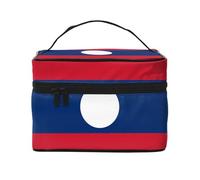 WXZYFP Trousse de maquillage de voyage Drapeau du Laos, indispensable pour les amateurs de voyage en plein air, a une structure interne simple.