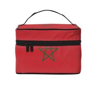 WXZYFP Trousse de maquillage de voyage Drapeau du Maroc - Indispensable pour les amateurs de voyage en plein air - Structure interne simple - Noir - Taille unique