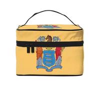 WXZYFP Trousse de maquillage de voyage Drapeau du New Jersey, indispensable pour les amateurs de voyage en plein air, a une structure interne simple.