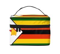 WXZYFP Trousse de maquillage de voyage Drapeau du Zimbabwe, indispensable pour les amateurs de voyage en plein air, a une structure interne simple.