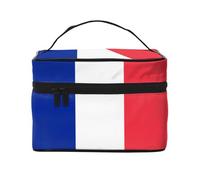 WXZYFP Trousse de maquillage de voyage drapeau français, indispensable pour les amateurs de voyage en plein air, a une structure interne simple.