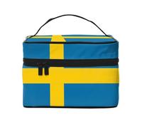 WXZYFP Trousse de maquillage de voyage drapeau suédois, indispensable pour les amateurs de voyage en plein air, a une structure interne simple, noir, taille unique