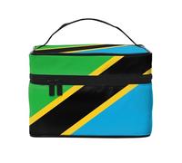 WXZYFP Trousse de maquillage de voyage drapeau tanzanien, indispensable pour les amateurs de voyage en plein air, a une structure interne simple.